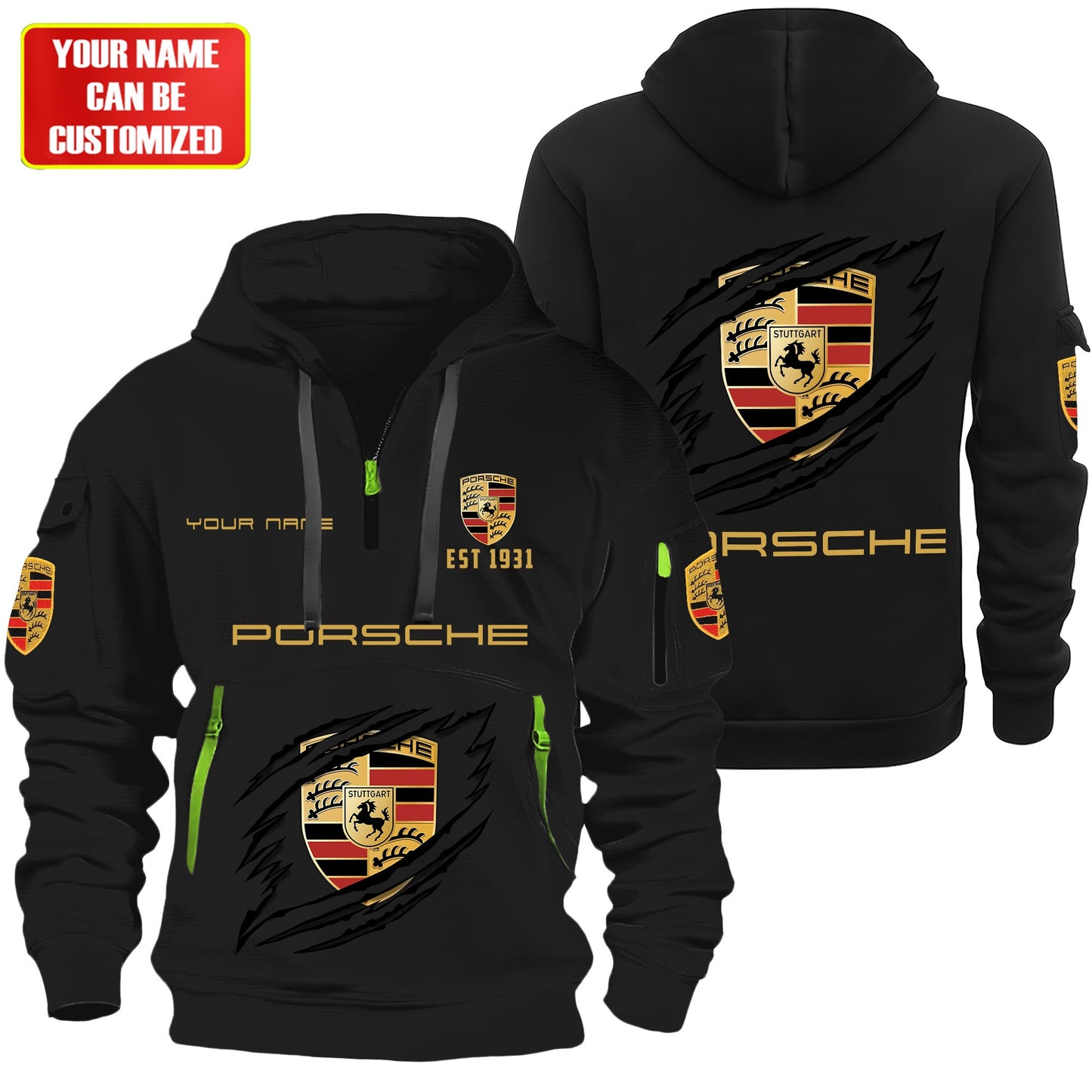 Personalized Pors Zip-Hoodie Cotton Jacket Q151102