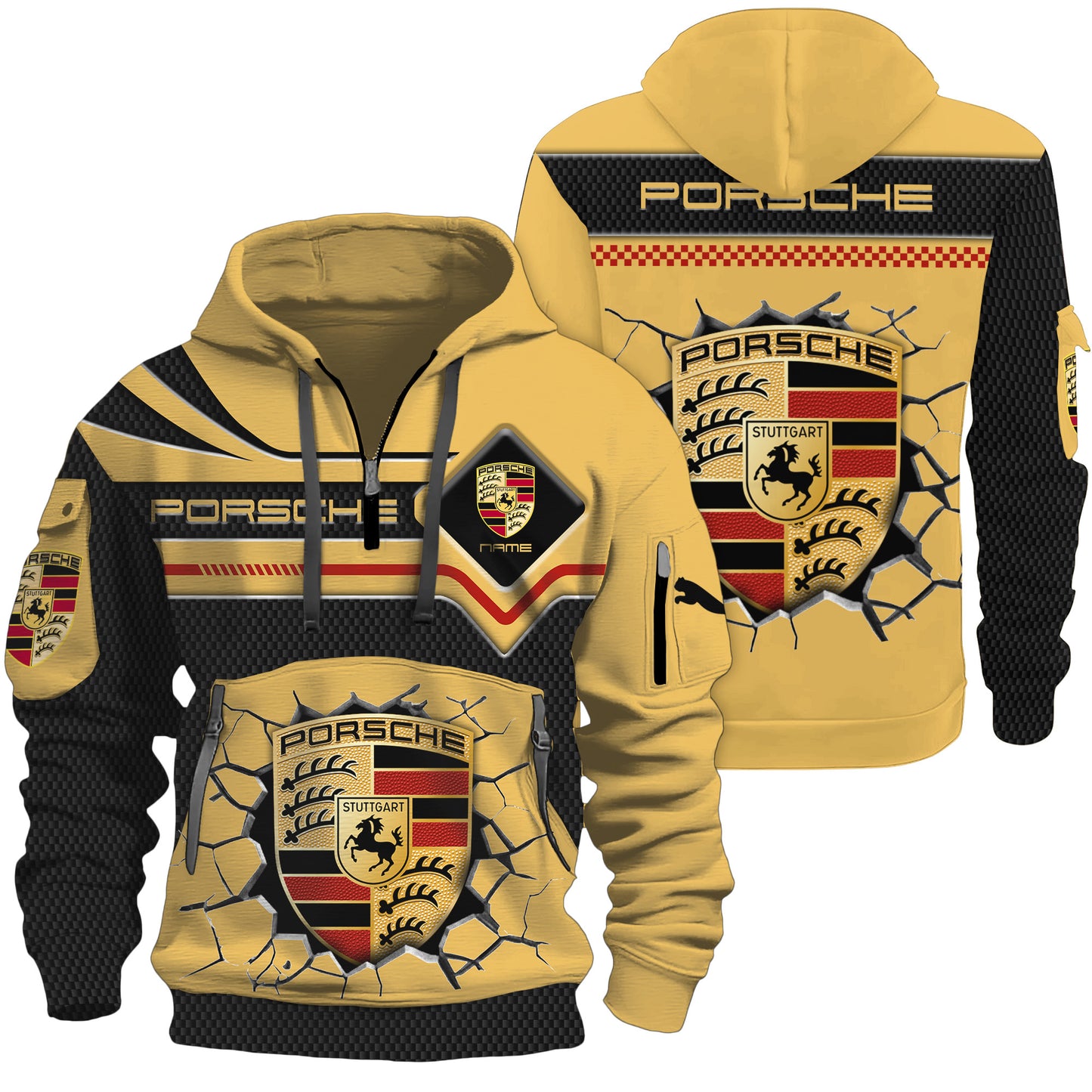 Personalized Pors Crack 3D Zip-Hoodie Cotton Jacket
