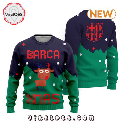 Personalized Barca X Mas Ugly Christmas Sweater , Unisex Wool Sweater
