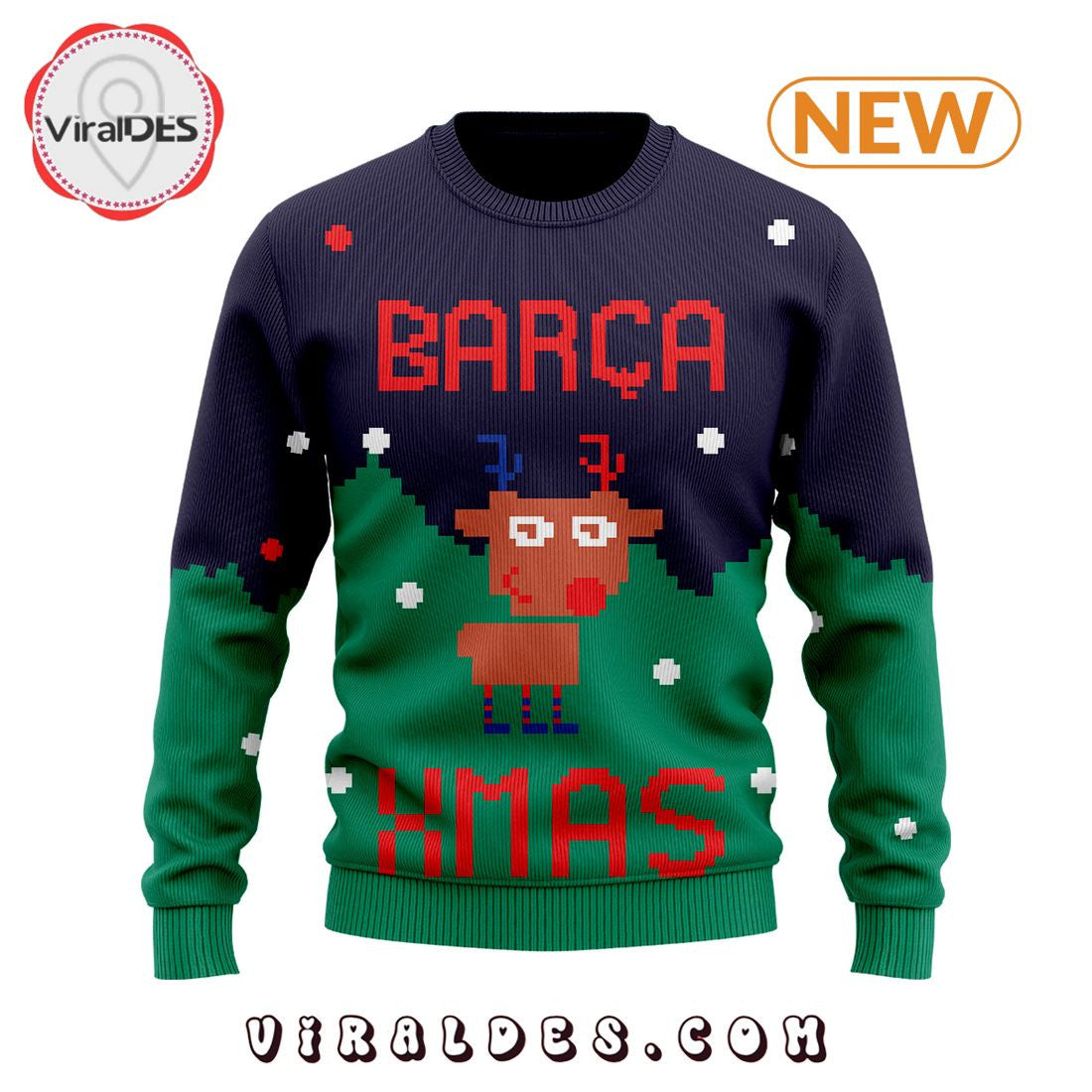 Personalized Barca X Mas Ugly Christmas Sweater , Unisex Wool Sweater