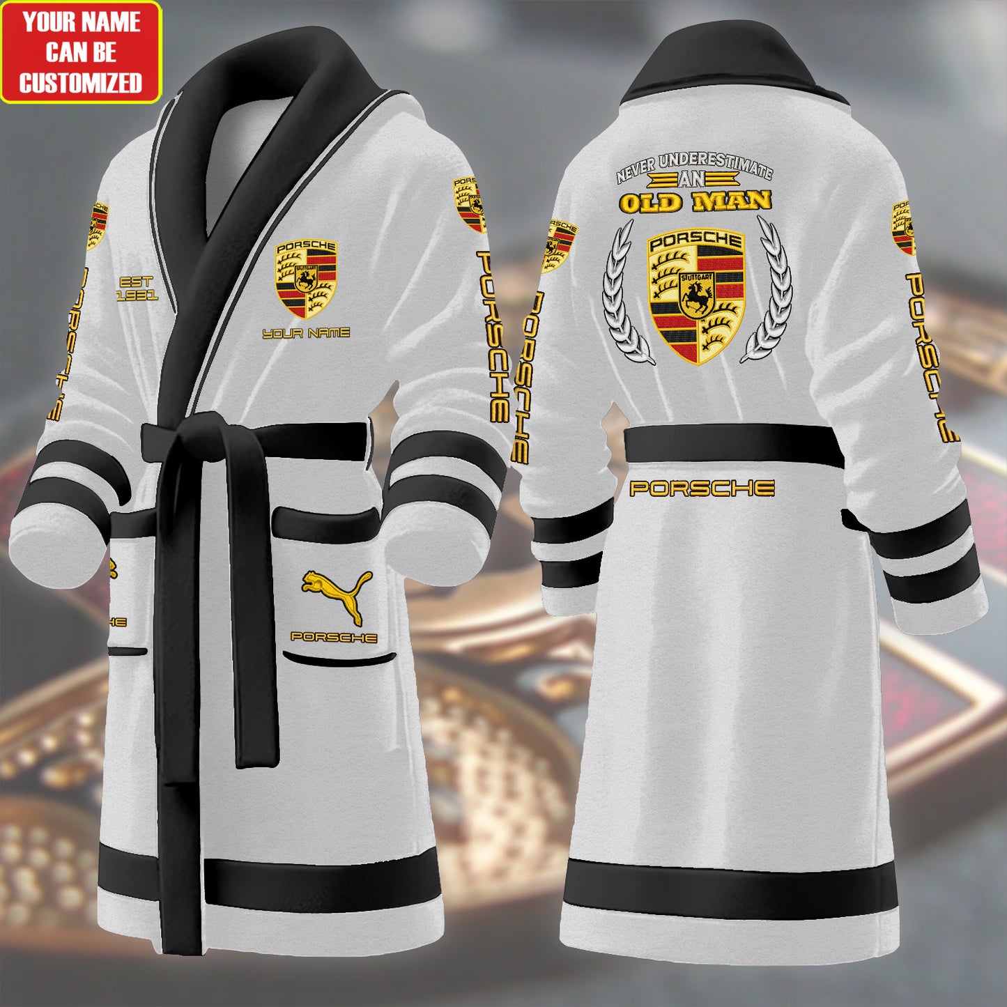 Personalized Pors Embroidery Fleece Bathrobe Q171108
