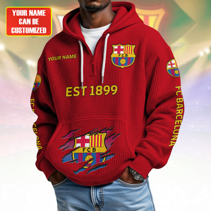 Personalized Barca FC Fabric Hooded Sweatshirt