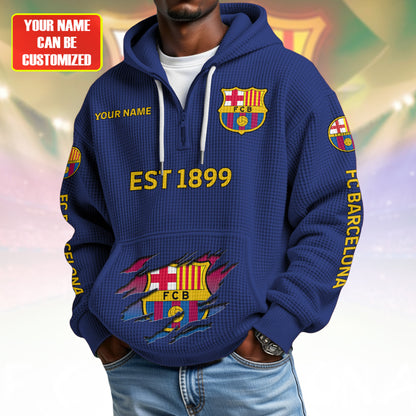 Personalized Barca FC Fabric Hooded Sweatshirt