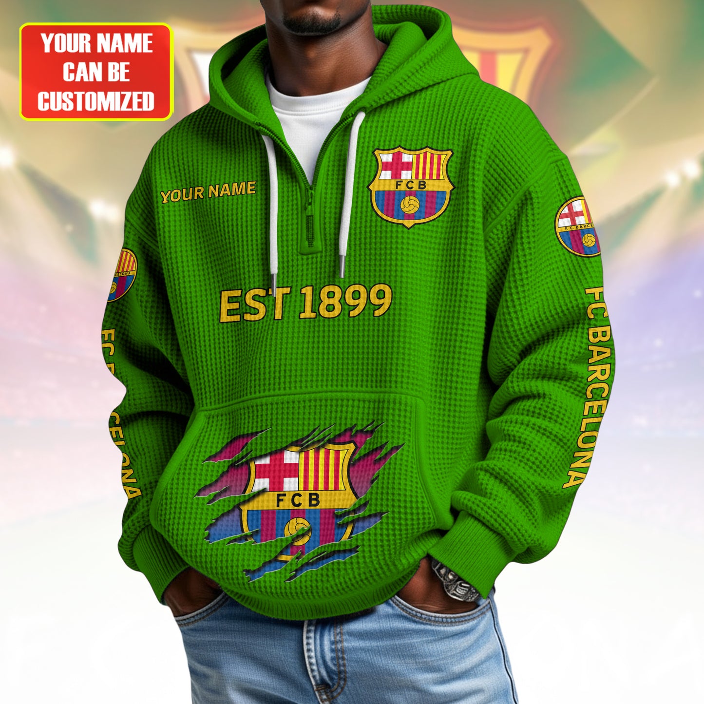 Personalized Barca FC Fabric Hooded Sweatshirt