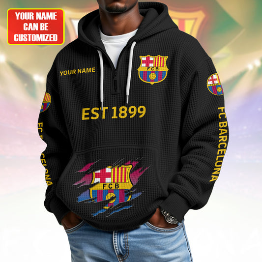Personalized Barca FC Fabric Hooded Sweatshirt