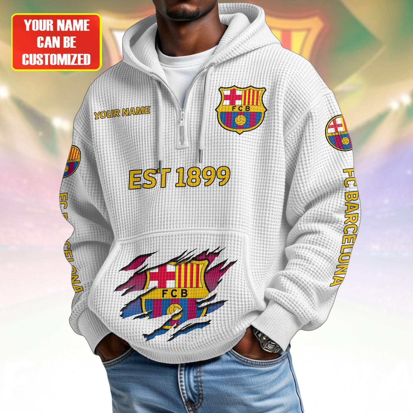 Personalized Barca FC Fabric Hooded Sweatshirt
