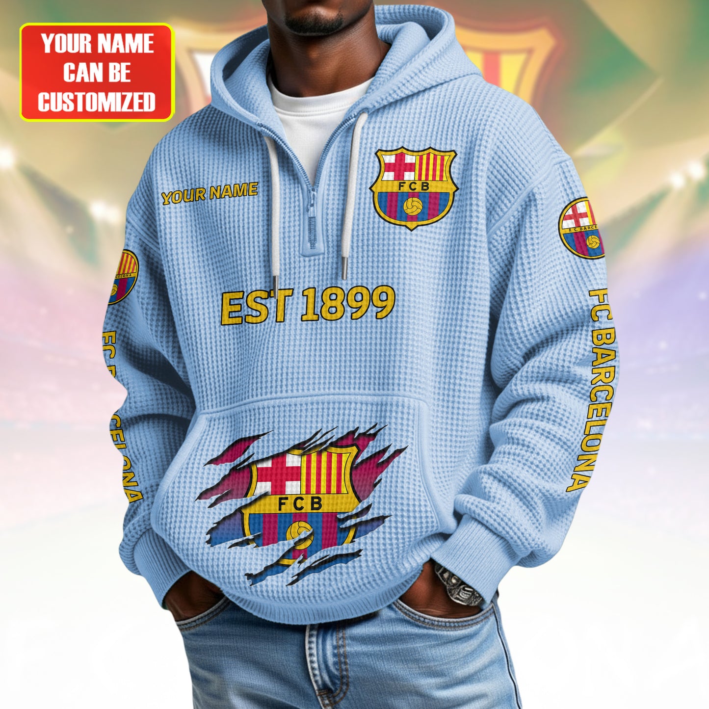 Personalized Barca FC Fabric Hooded Sweatshirt