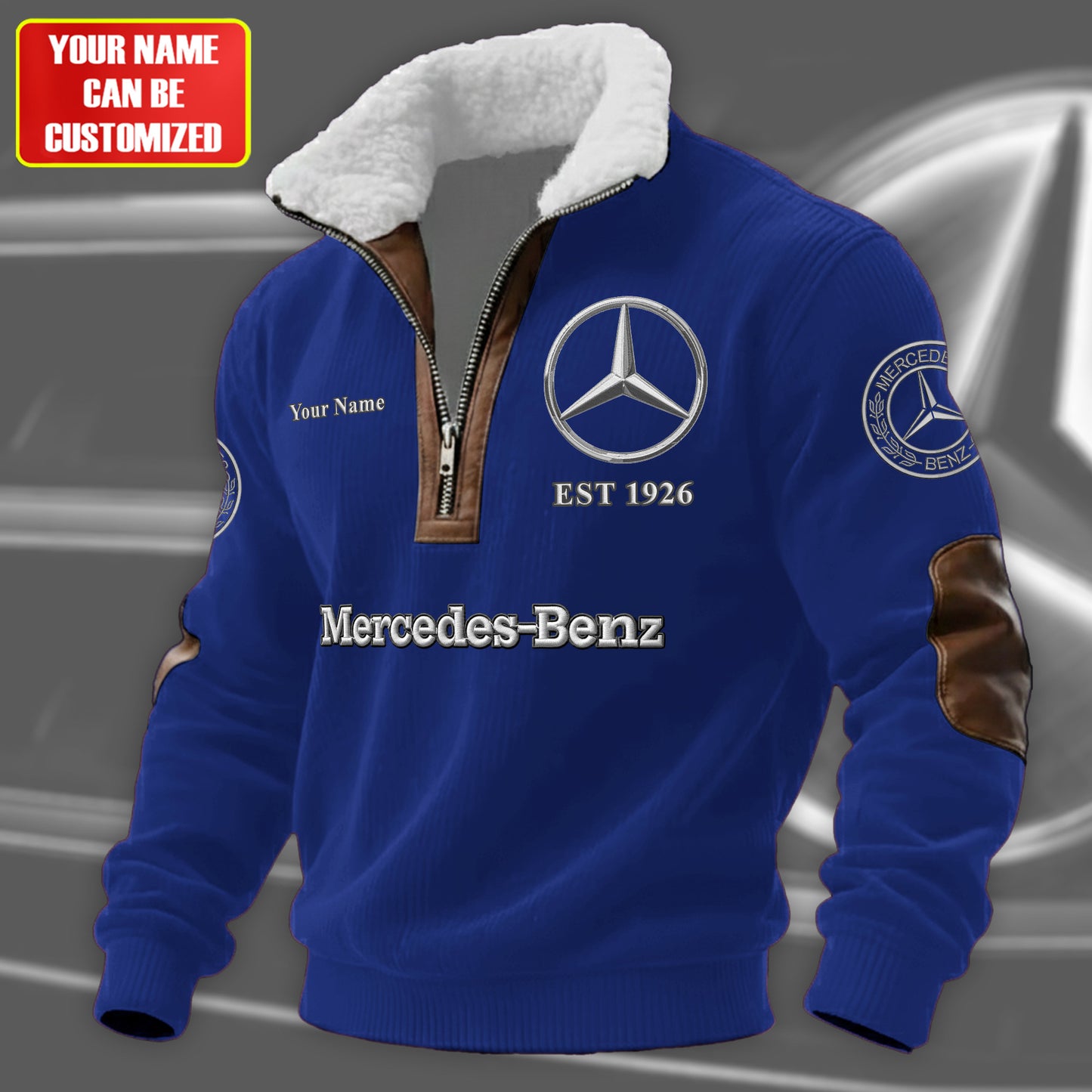 Personalized Merc Embroidery Fur Zipper Pullover Shirt
