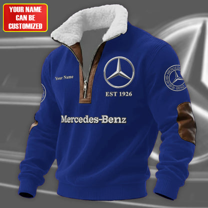 Personalized Merc Embroidery Fur Zipper Pullover Shirt