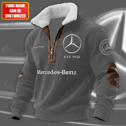 Personalized Merc Embroidery Fur Zipper Pullover Shirt