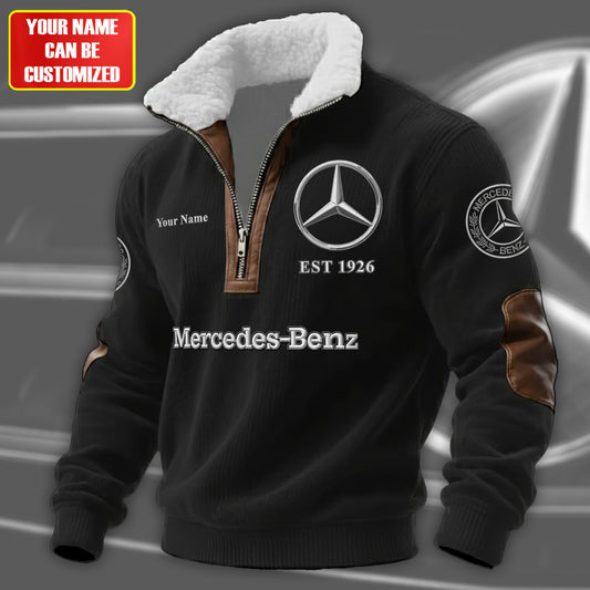 Personalized Merc Embroidery Fur Zipper Pullover Shirt