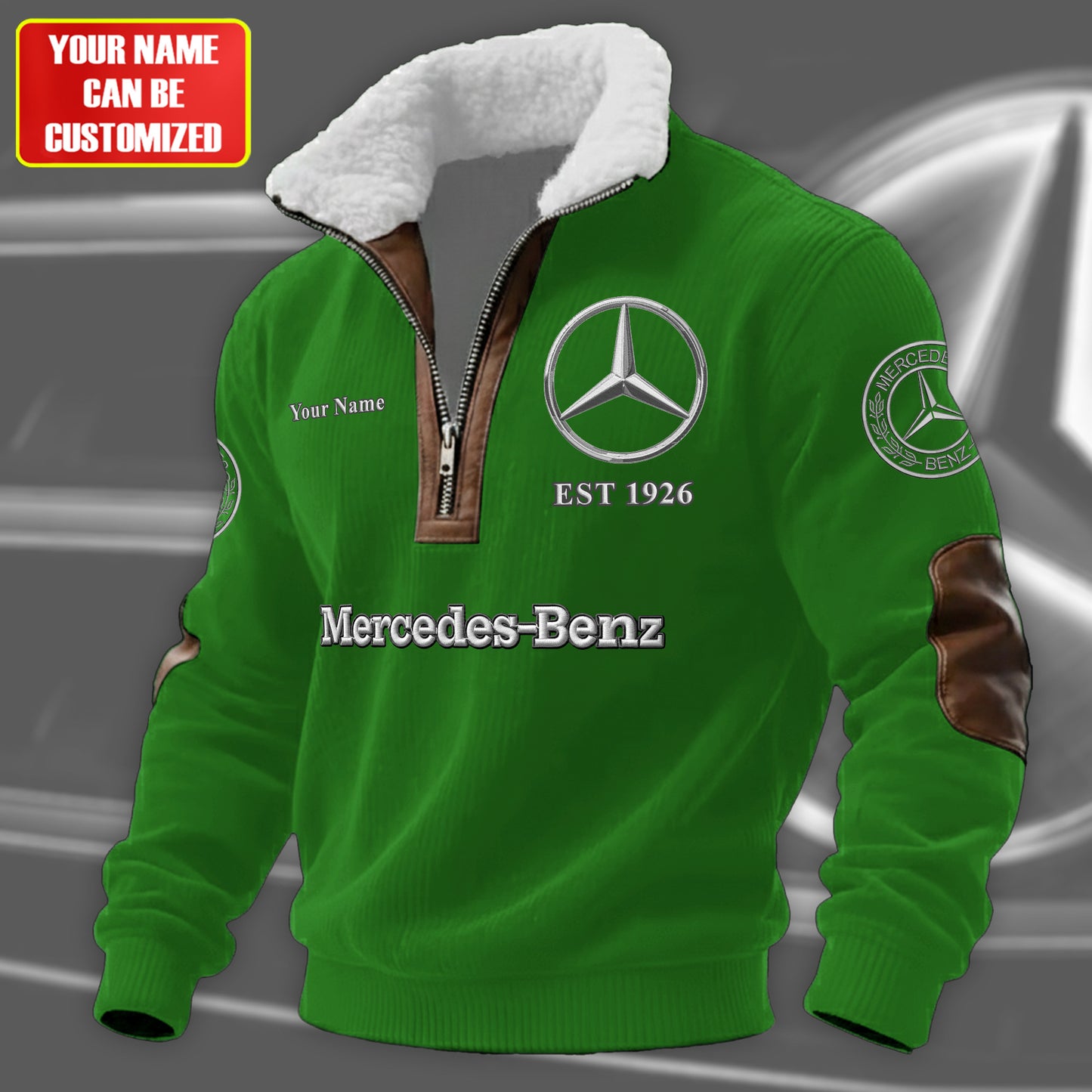 Personalized Merc Embroidery Fur Zipper Pullover Shirt