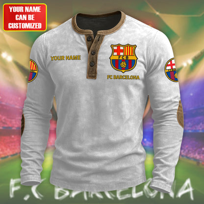 Personalized Barca FC Vintage Henley Shirt
