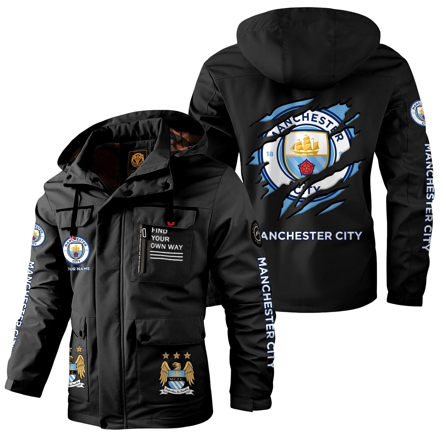 Personalized Man City Windbreaker Hooded Jacket Q211102
