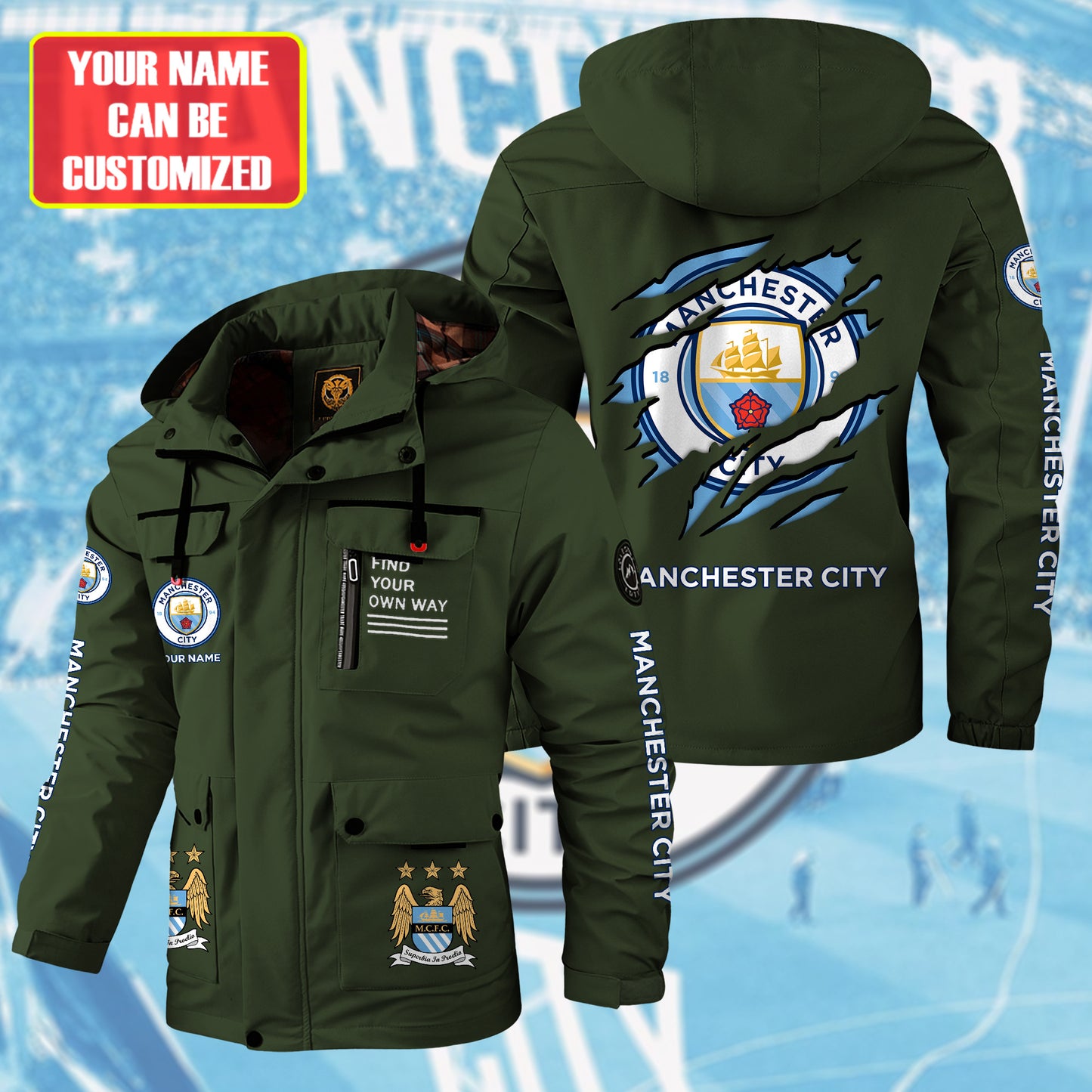 Personalized Man City Windbreaker Hooded Jacket Q211102