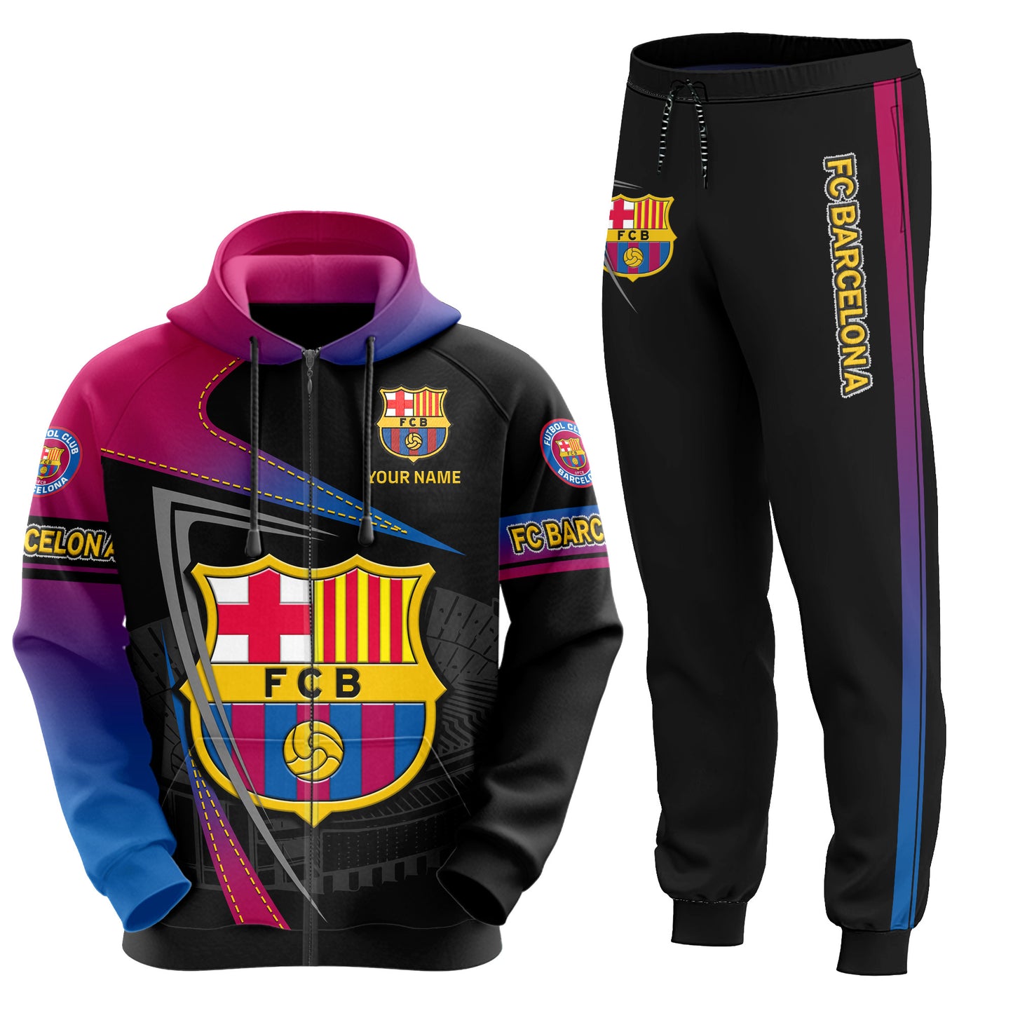 Personalized Barca 3D All over Printed Hoodie and Sweatpants set