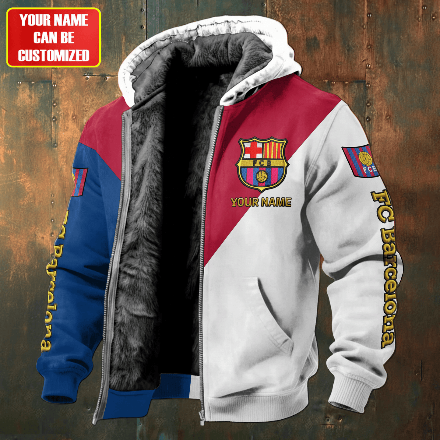 Personalized Barca Fleece inside Jacket V3
