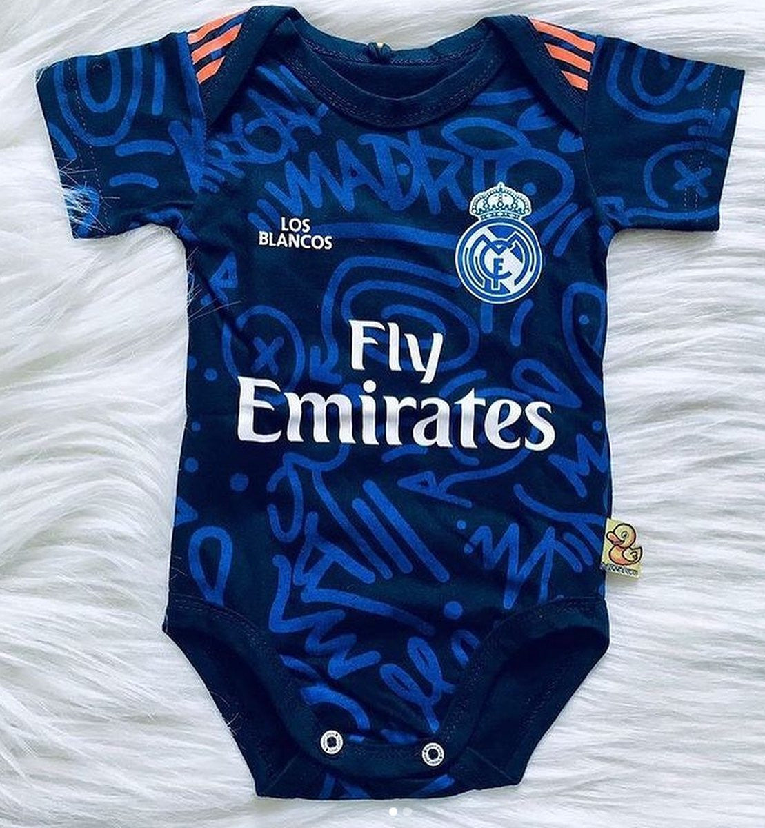 Customized Real Los Blancos Soccer Jersey , Baby Rib Bodysuit Sizes