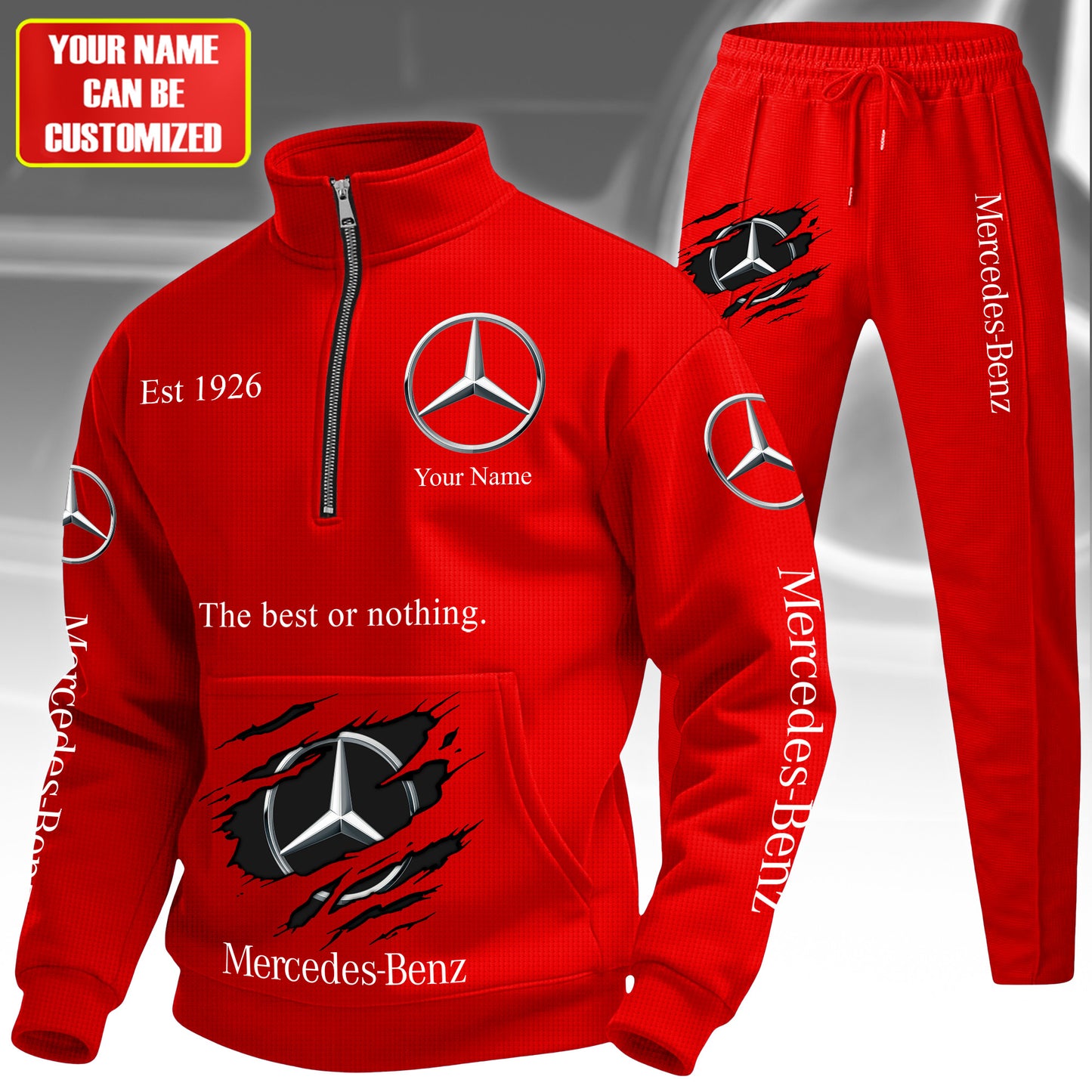 Personalized Merc Stand Collar Zip Hoodie Set