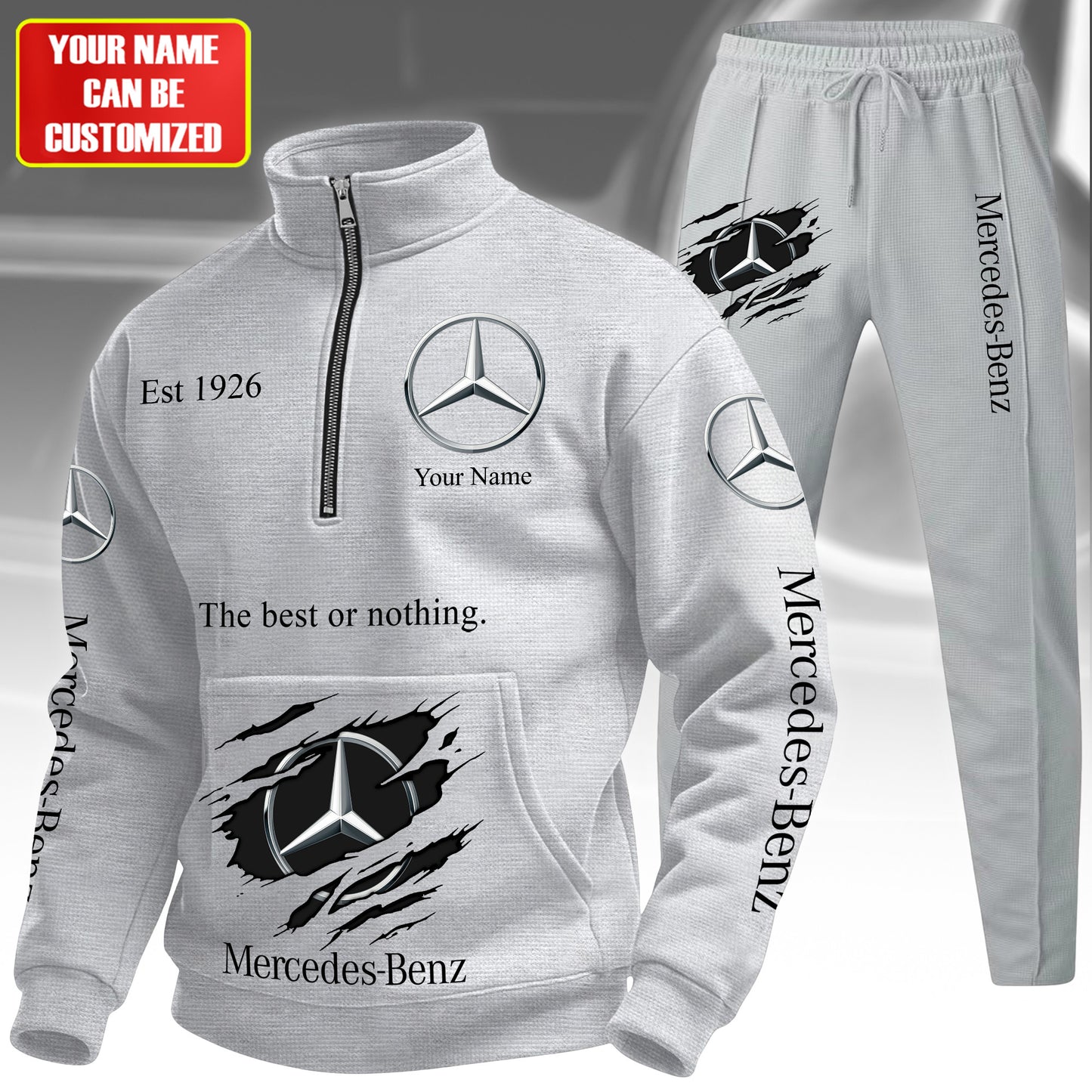 Personalized Merc Stand Collar Zip Hoodie Set