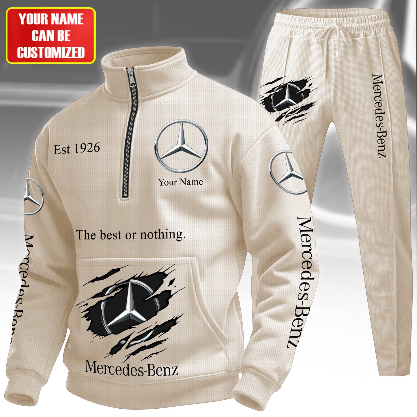 Personalized Merc Stand Collar Zip Hoodie Set