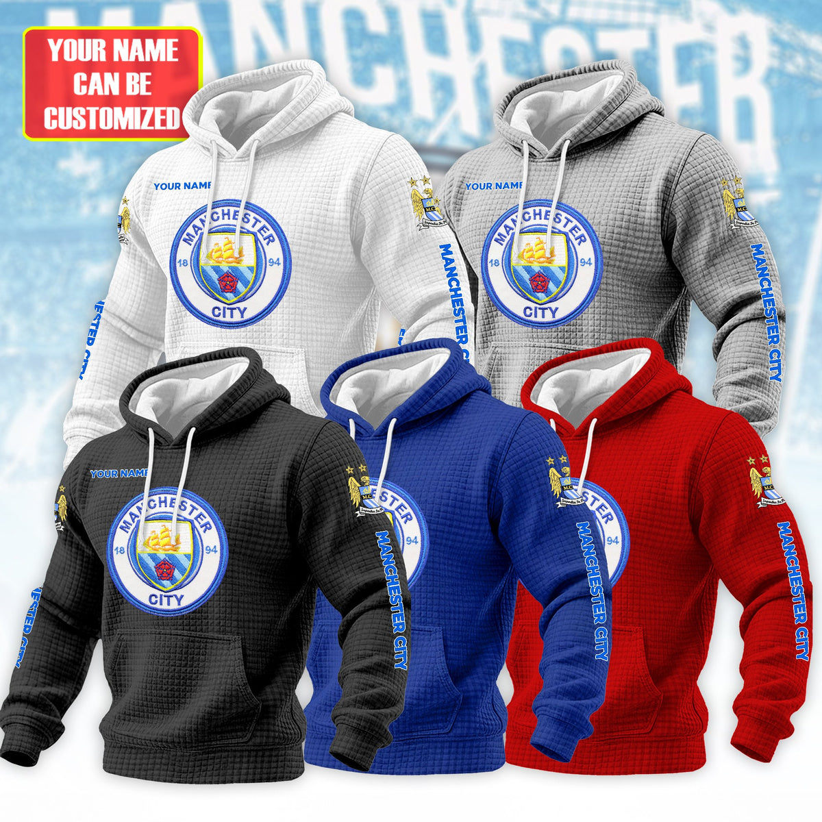 Personalized Man City Fabric Hooded Sweatshirt