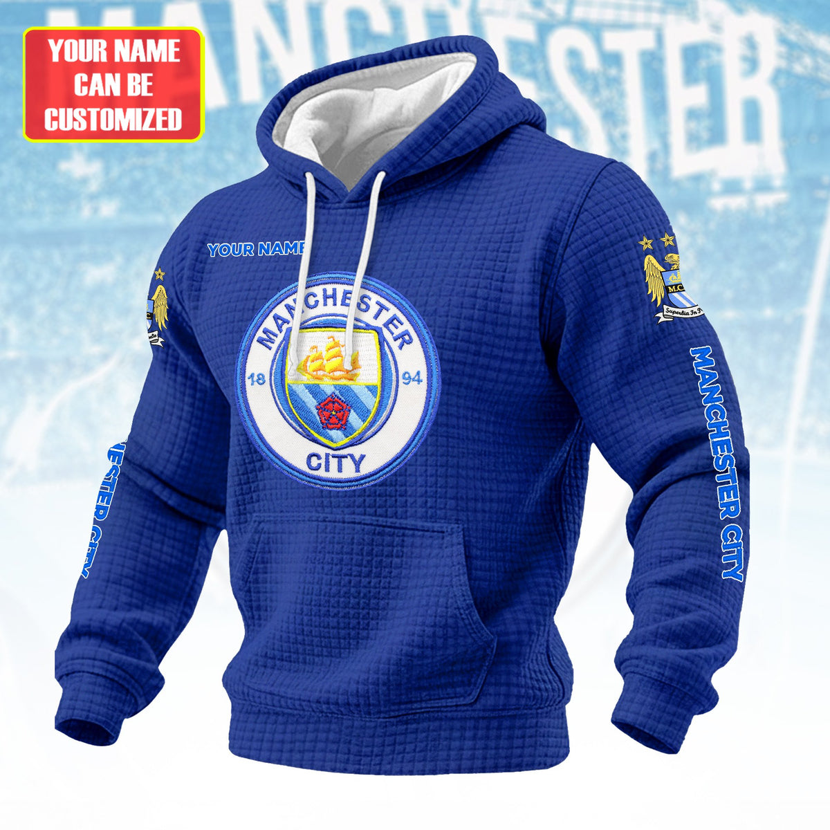 Personalized Man City Fabric Hooded Sweatshirt