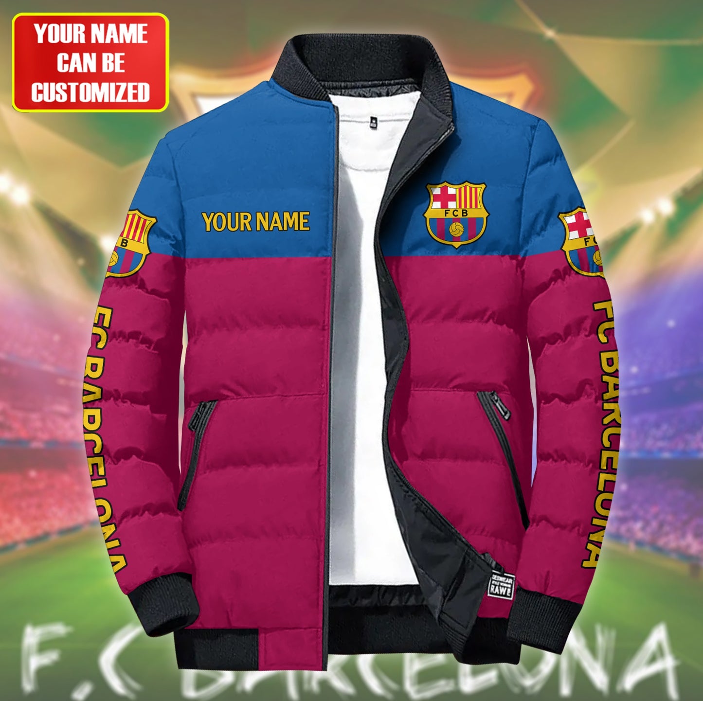 Personalized Barca Sport Puffer Jacket 3D