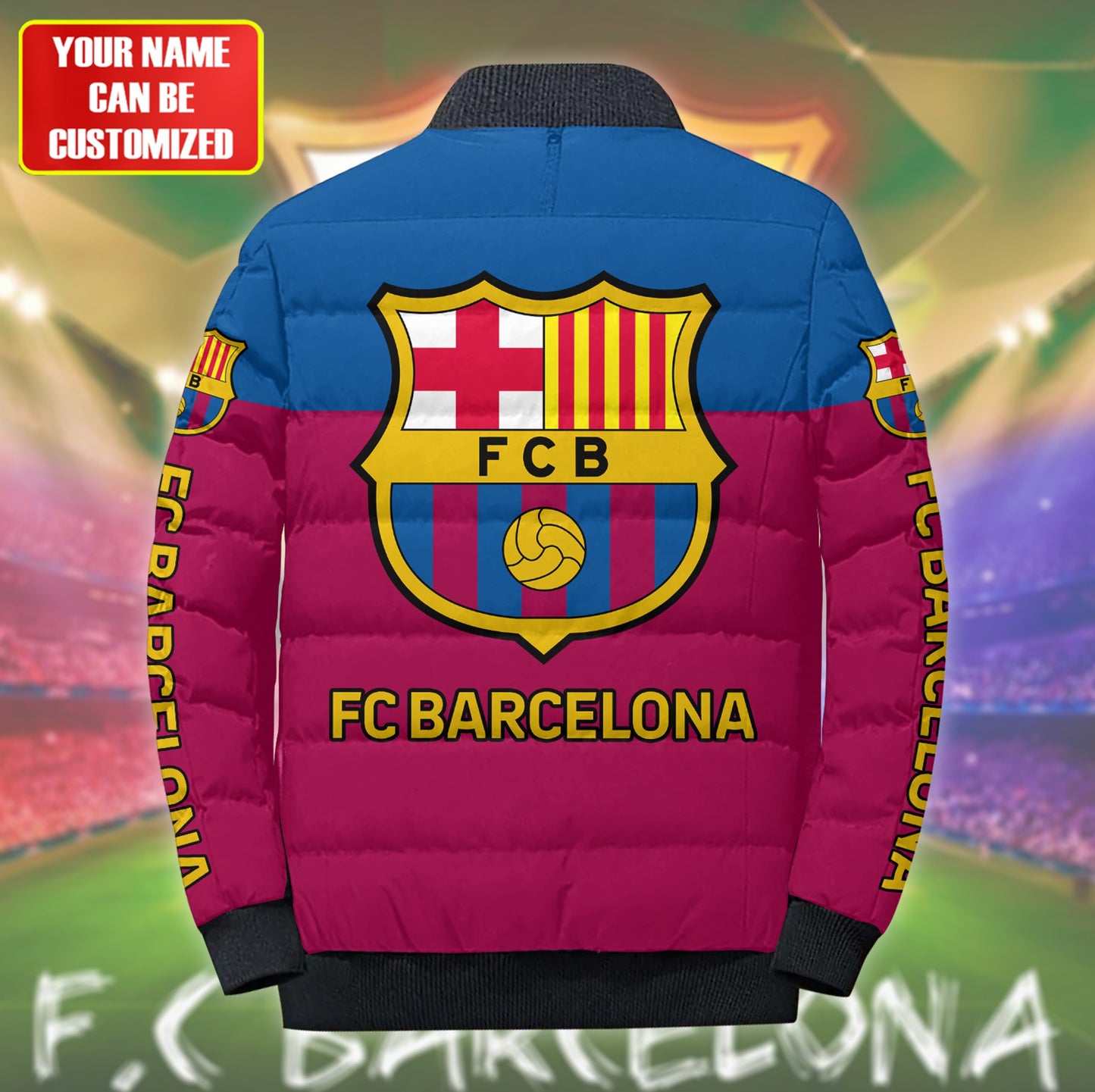 Personalized Barca Sport Puffer Jacket 3D