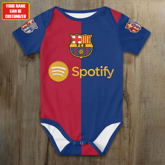 Customized Barca FC Soccer Jersey , Baby Rib Bodysuit Sizes