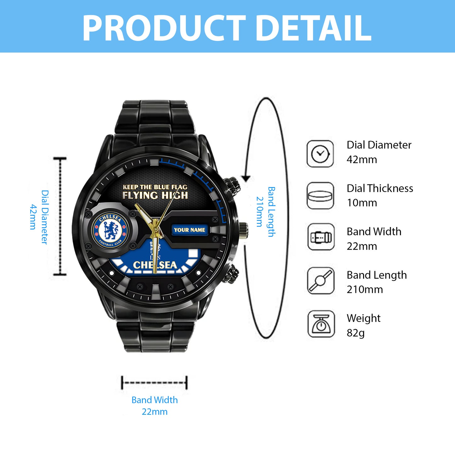 Personalized Chelsea Luxury Stainless Steel Watch