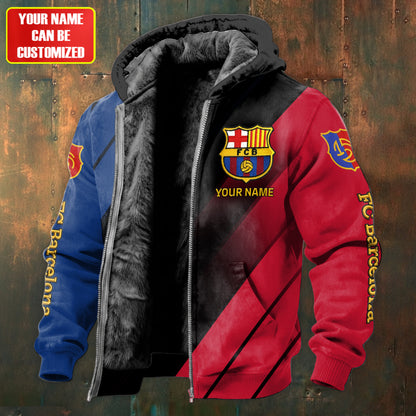 Personalized Barca FC Fleece inside Jacket V4