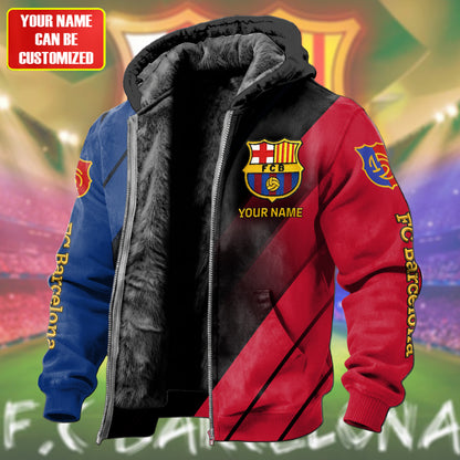 Personalized Barca FC Fleece inside Jacket V4