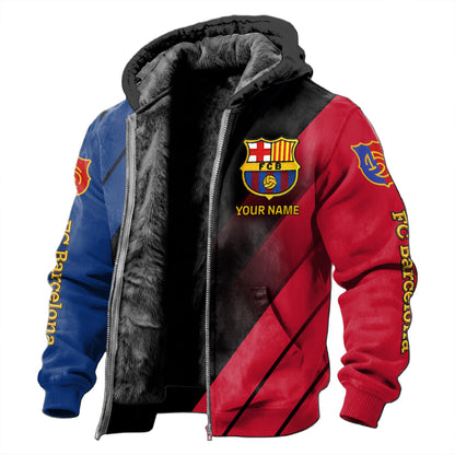 Personalized Barca FC Fleece inside Jacket V4