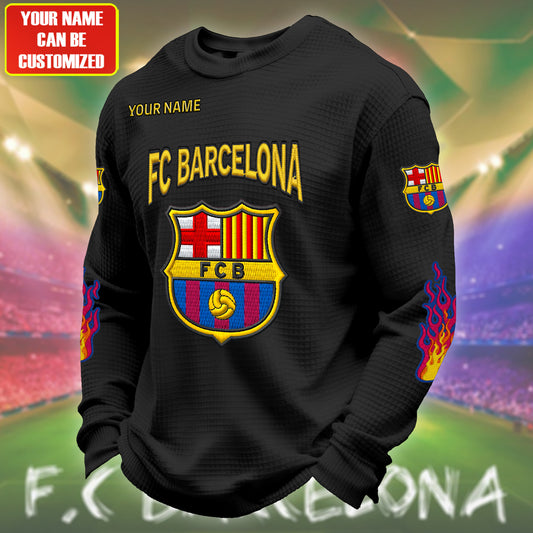 Personalized Barca FC Quilted Textur Unisex Sweater