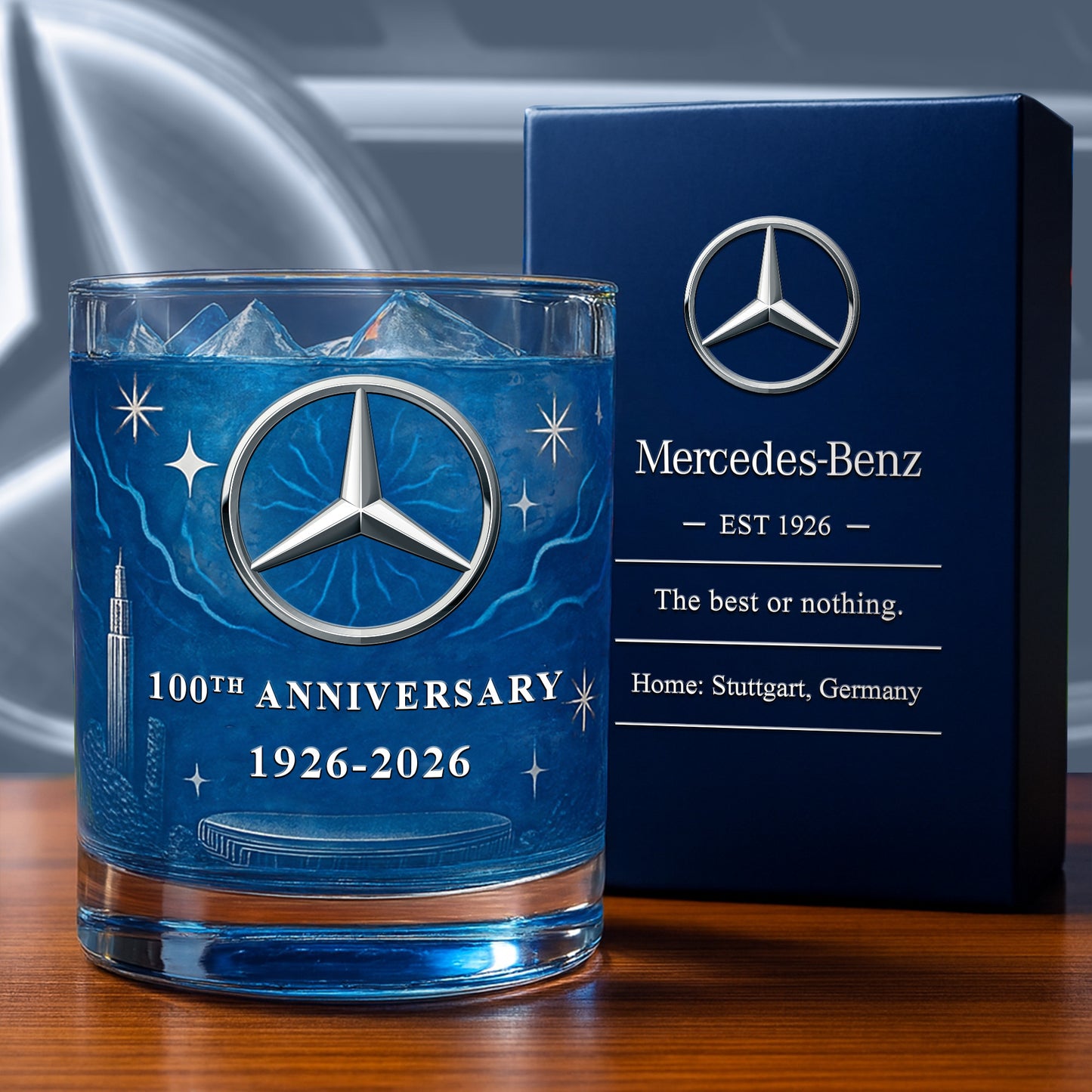 Personalized Merc 100th Anniversary Whisky , Merc Whiskey Glass