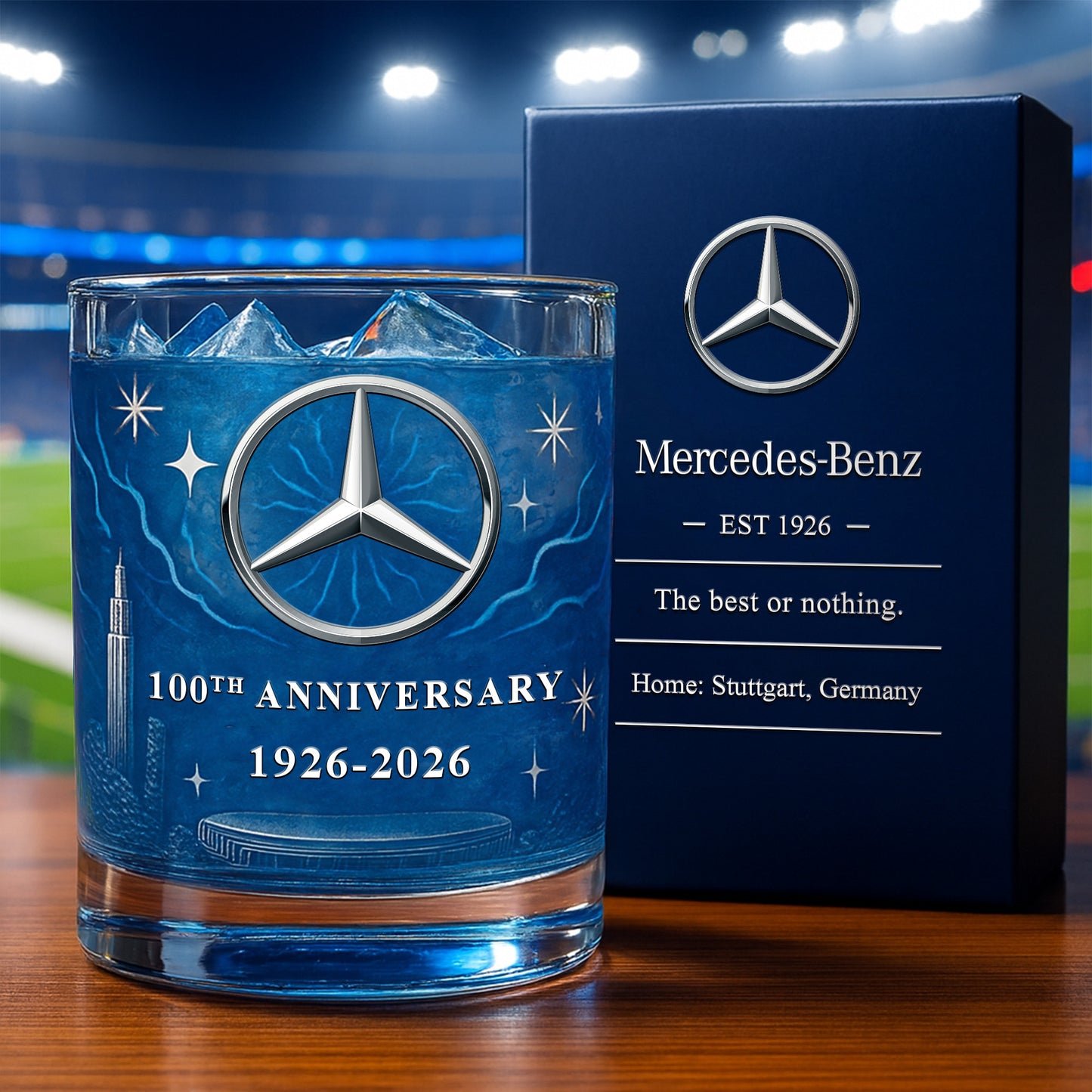 Personalized Merc 100th Anniversary Whisky , Merc Whiskey Glass