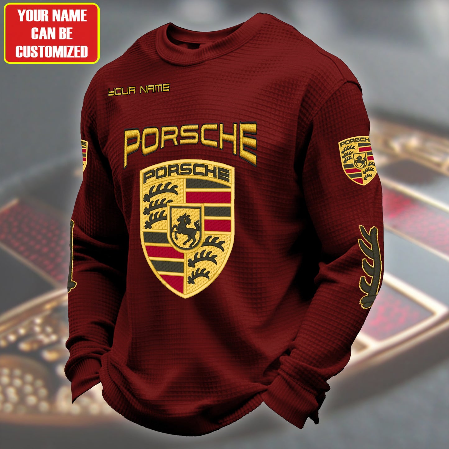 Personalized Pors Quilted Textur Unisex Sweater