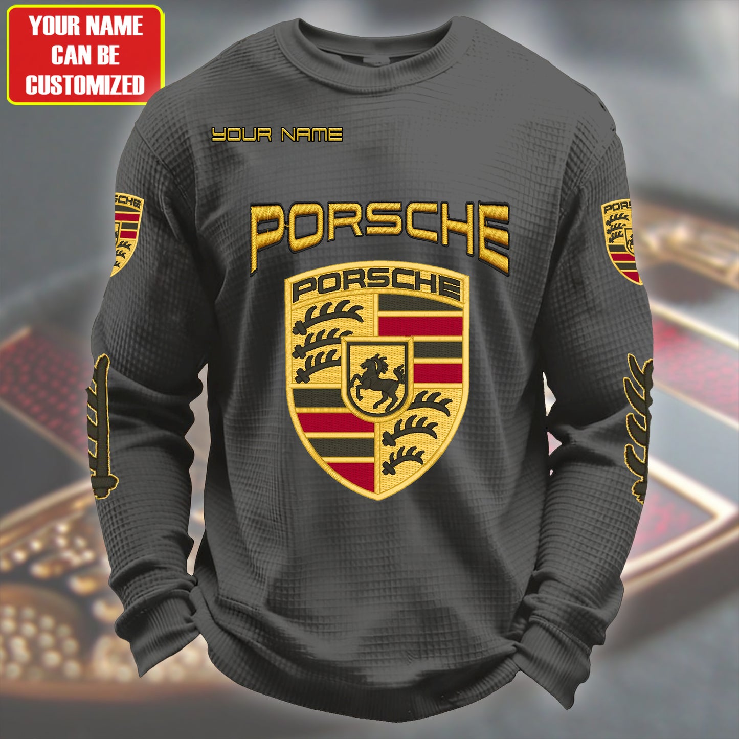 Personalized Pors Quilted Textur Unisex Sweater