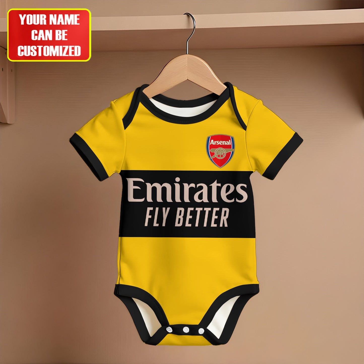 Customized Arsenal Outfits Soccer Jersey , Baby Rib Bodysuit Sizes V2