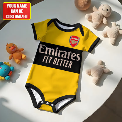 Customized Arsenal Outfits Soccer Jersey , Baby Rib Bodysuit Sizes V2