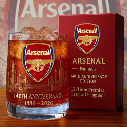 Personalized Arsenal 140 Years Anniversary Whisky , Arsenal Whiskey Glass V2