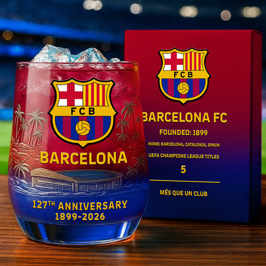 Personalized Barca FC 127 Years Anniversary Whisky , Barca Whiskey Glass