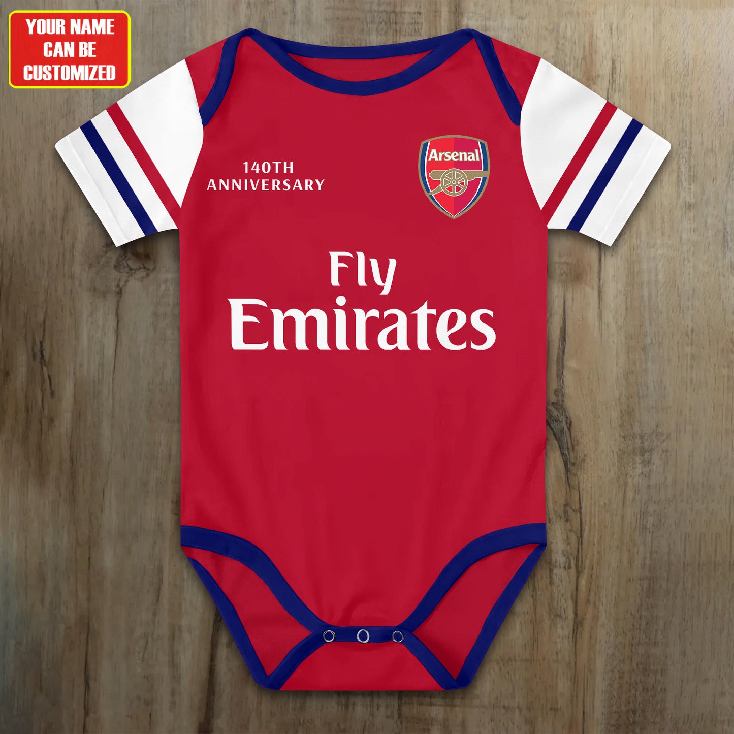 Customized Arsenal 140th Anniversary Soccer Jersey , Baby Rib Bodysuit Sizes