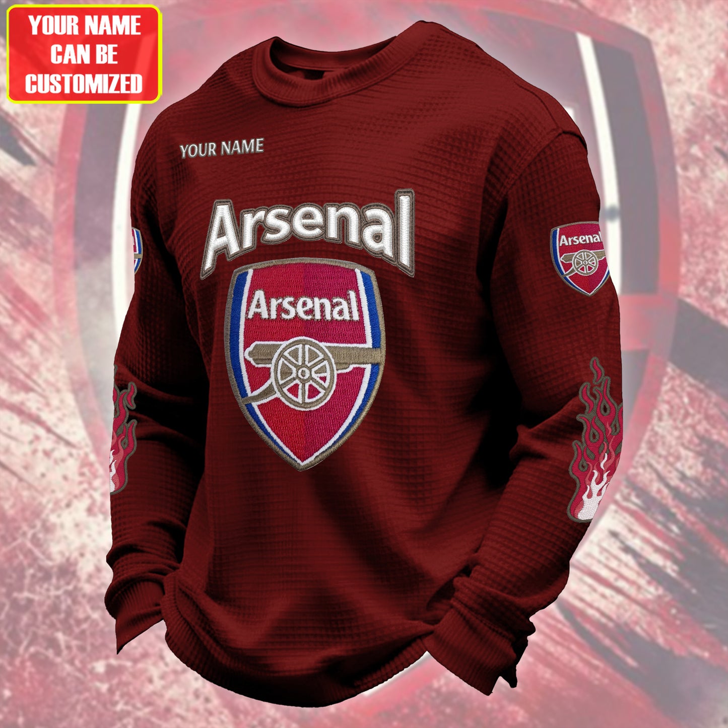 Personalized Arsenal Quilted Textur Unisex Sweater