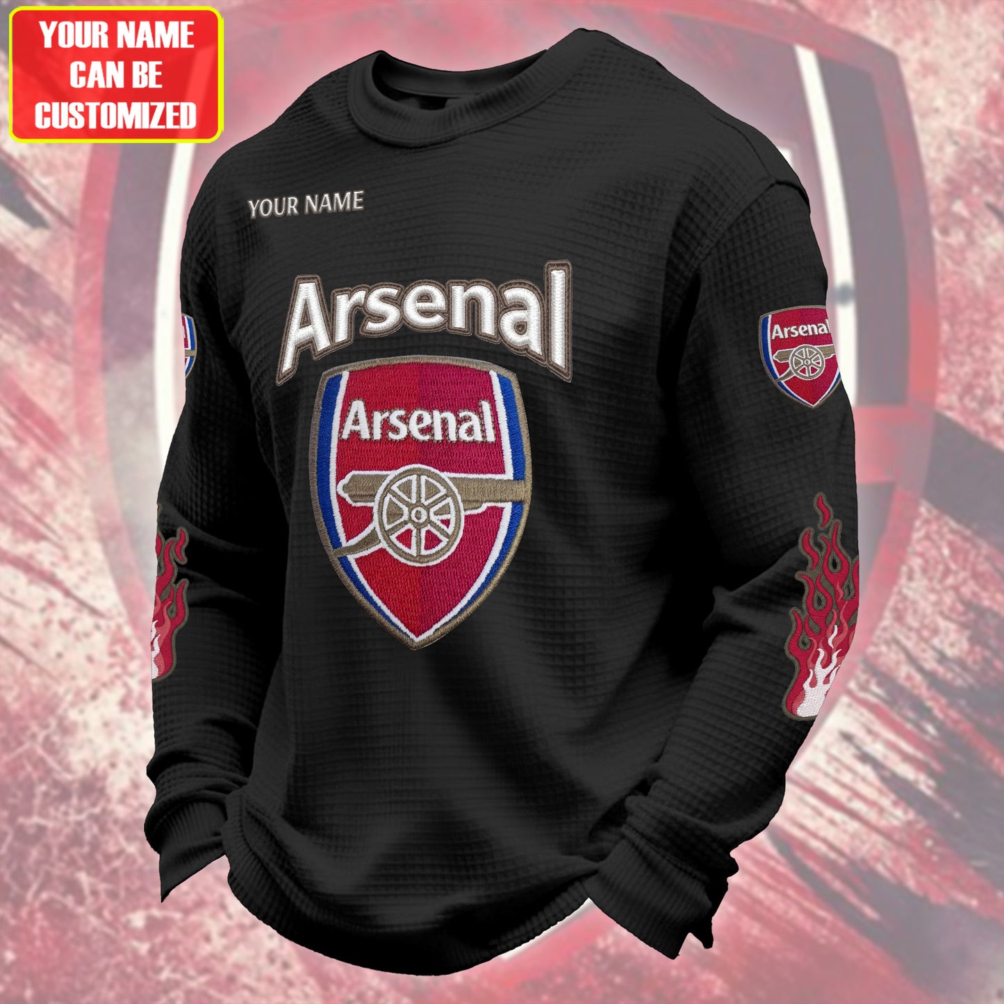 Personalized Arsenal Quilted Textur Unisex Sweater