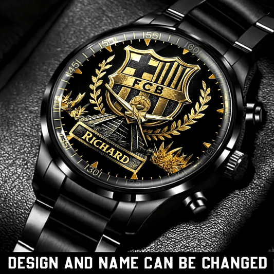 Personalized Barca FC Golden Luxury Stainless Steel Watch