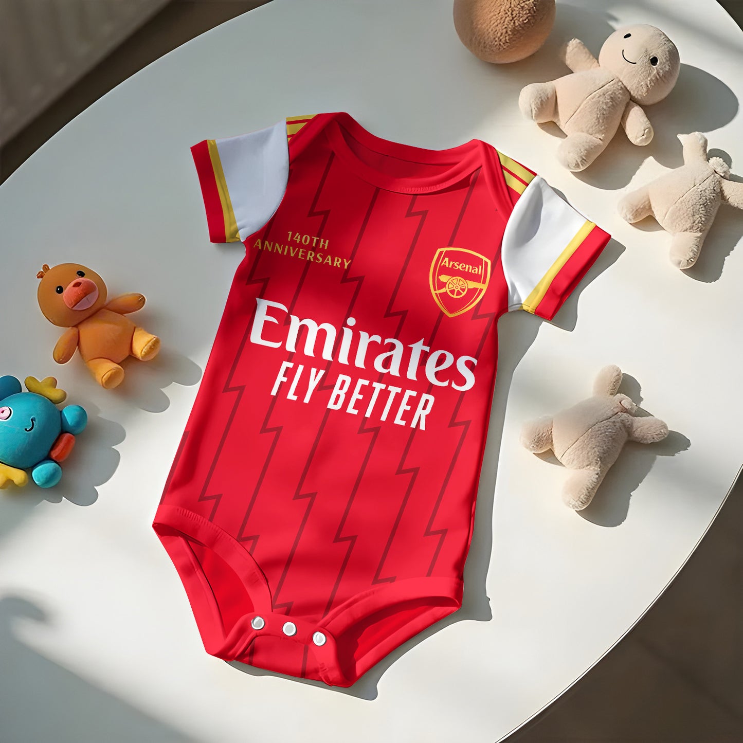 Customized Arsenal Anniversary Soccer Jersey , Baby Rib Bodysuit Sizes