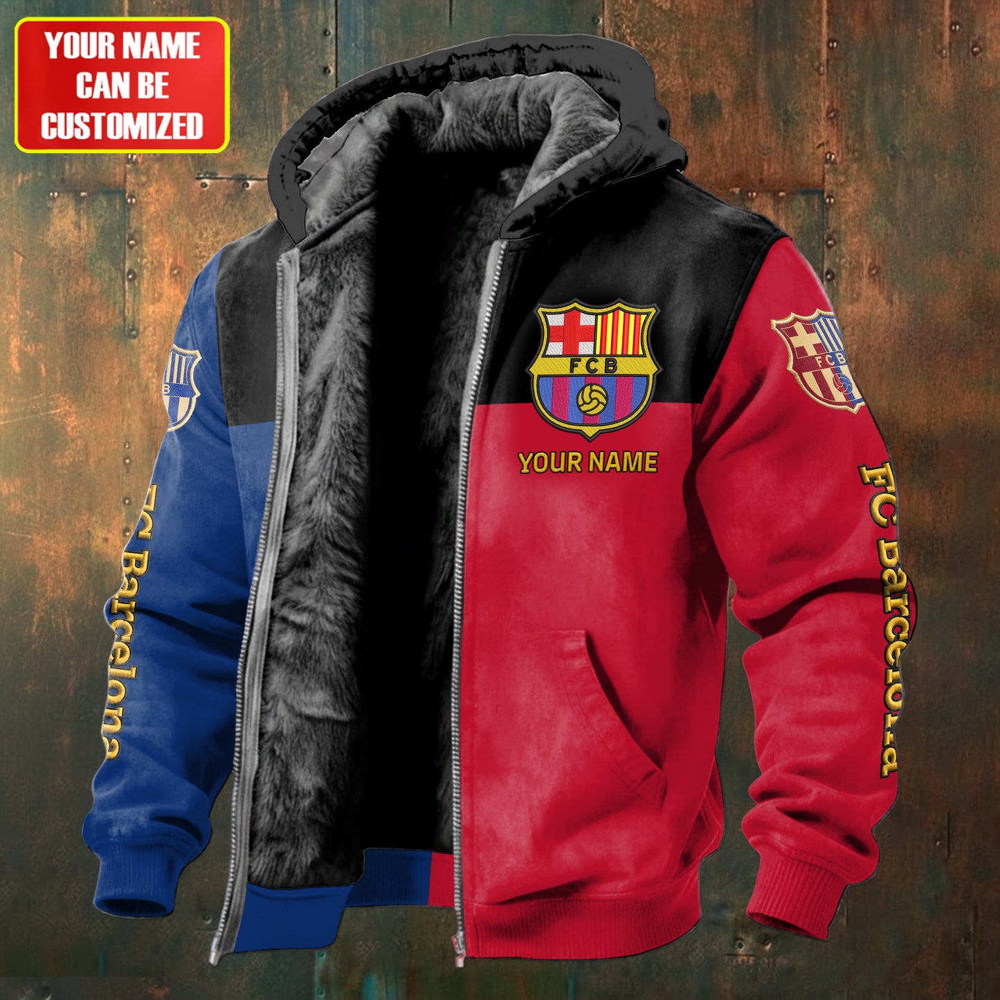 Personalized Barca Fleece inside Jacket V5
