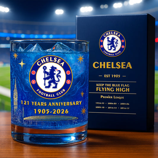 Personalized Chelsea 121 Years Anniversary Whisky , Chelsea Whiskey Glass